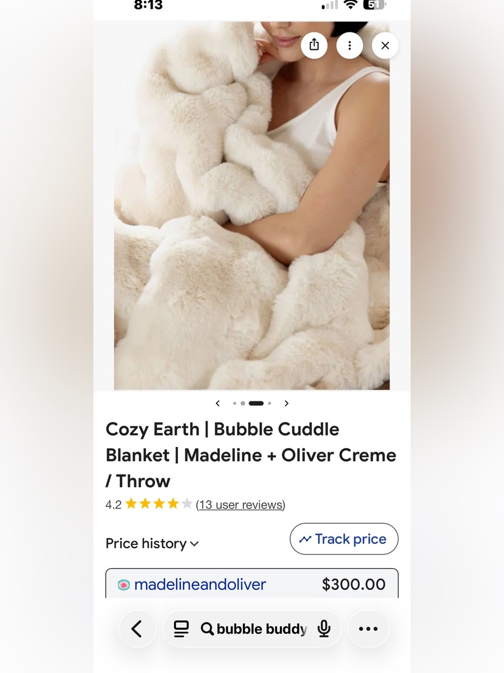 NWT Cozy Earth Bubble Cuddle Blanket -  Creamy Plush Throw - Picture 6 of 10